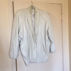 Vintage White Leather Jacket VAKKO XS